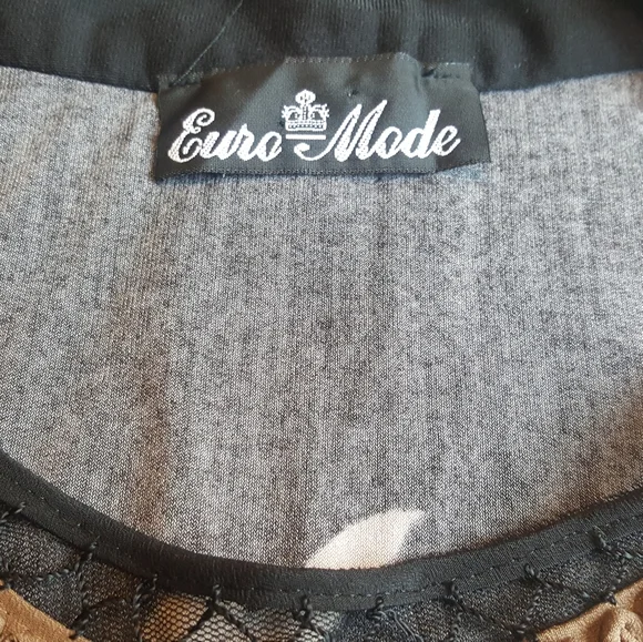 Vintage sepia floral midi dress sequined neck halter, M - Picture 5 of 6